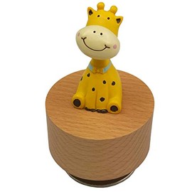 Mini Wooden Animal Rotating Music Box Cute Giraffe Ornament (Toon: It's a Small World)