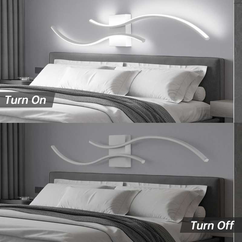 CANEOE Modern Wall Sconce, White Long Strip Led Wall Light