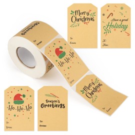300PCS Merry Christmas Paper Stickers 7.5CM * 5CM Sticky Labels Paper Seals for Christmas DIY Gift Package