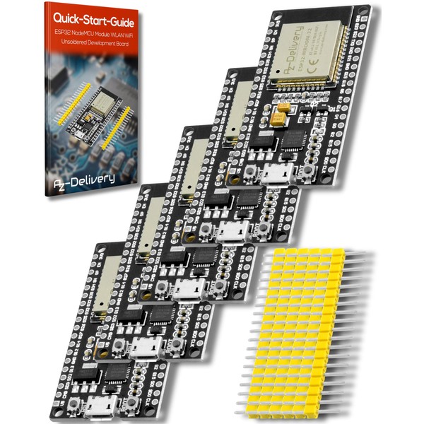 AZDelivery 5 x ESP-32 Dev Kit C Unsoldered NodeMCU Module