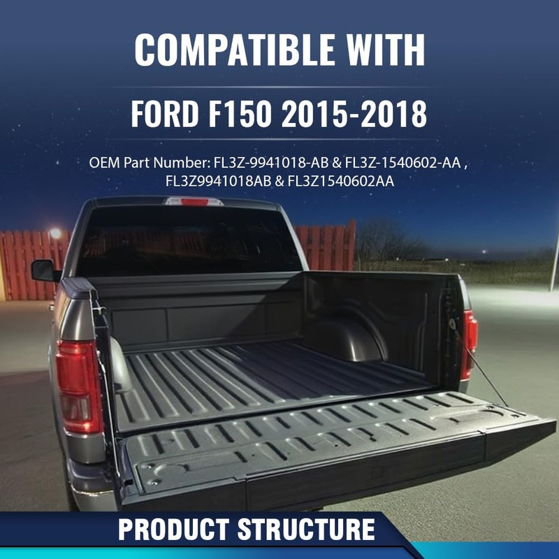 PIT66 Step Side Tailgate Moulding Protector, Compatible with Ford F150