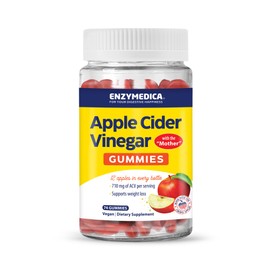 Enzymedica, Apple Cider Vinegar Gummies, Made with The Mother, 12 Organic, USA-Grown Apples per Bottle,1000 mcg Vitamin B12 per Serving, Natural Apple, 74 Count