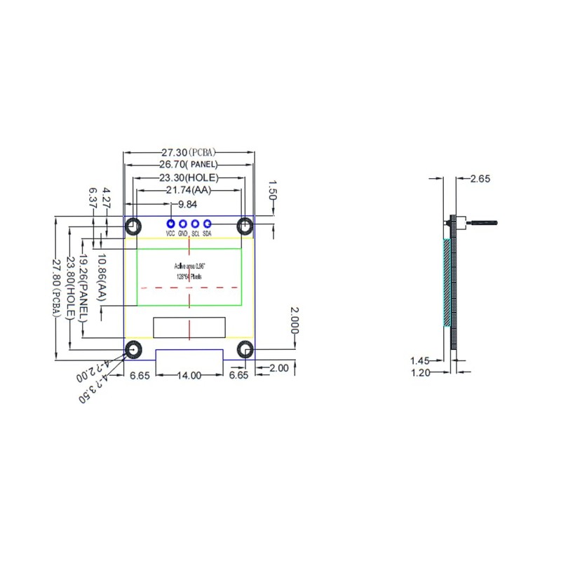 Haldzemo 0.96" OLED Display Module I2C IIC Serial 128X64 SSD1306