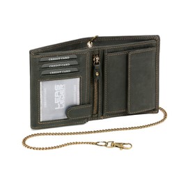 Mens Wallet with Chain Biker Wallet LEAS MCL, Genuine Leather, Black - ''LEAS Chain-Series''