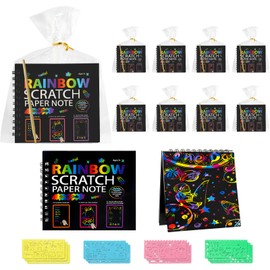 Scratch Art for Kids, Rainbow Scratch Notes, Scratch Art Party Bag Fillers, Black Rainbow Art Books Set, Party, Classroom, Birthday Gifts for Kids Doodles, DIY Paintings (12 Pack)