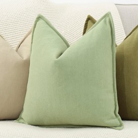 Madizz Set of 2 Patterned Chenille Cushion Covers Soft Short Chenille Velvet Decorative Pillowcase Luxury Style Cushion Case for Sofa Bedroom 40*40cm Green