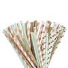 Flower Paper Straws, Organic Paper Straws, Pack of 100, Gold,