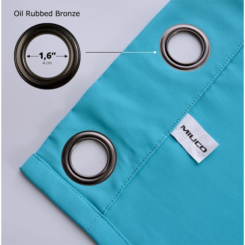 MIUCO 1 Pair Thermal Insulated Grommet 52-Inch-by-63-Inch Blackout Window Curtain