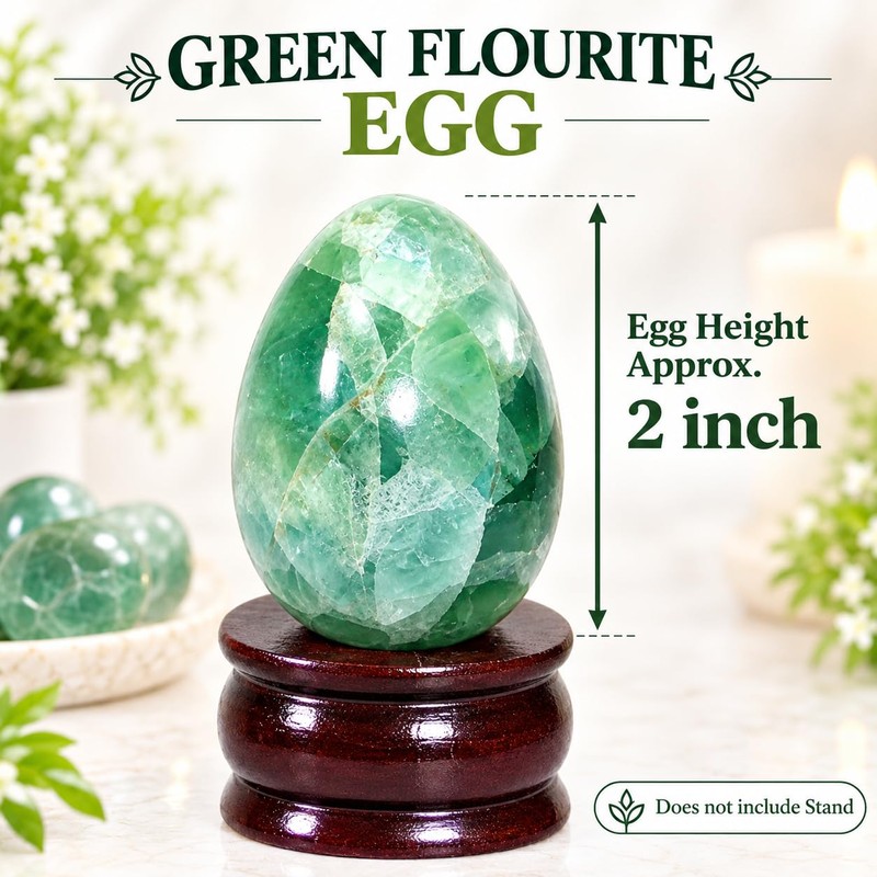 Prajet Crystal Green Fluorite Gemstone Egg 45–50 mm Natural Smooth