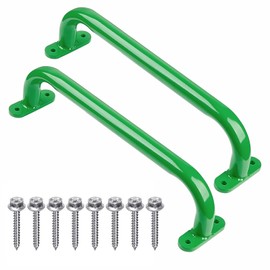 Purife 13'' Playground Safety Handle Metal Green 2 Pack, Outdoor Kids Playset Handles, Swing Set Grab Handles, Kids Grab Hand Bar for Jungle Gym, Climbing Frame, Playhouse, Treehouse