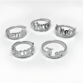 Retro Old English Silver Star Sign Ring - Gemini (21st May - 21st June) - Zodiac Constellation Horoscope Celestial Astrology Jewellery - Women Men Gift