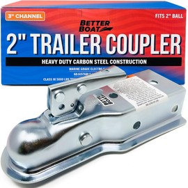 Trailer Coupler 2 Inch Trailer Coupler Various Trailer Tongue Widths Straight 2", 2.5" or 3" Width Channel for 2 Inch Trailer Hitch Coupler Ball Boat Trailer Parts Marine Grade Class III 3" Tongue