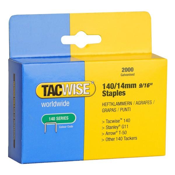 Tacwise 140 9/16-Inch Galvanized Staples for Hand Tackers/Hammer Tackers, Box of 2000 (0349)