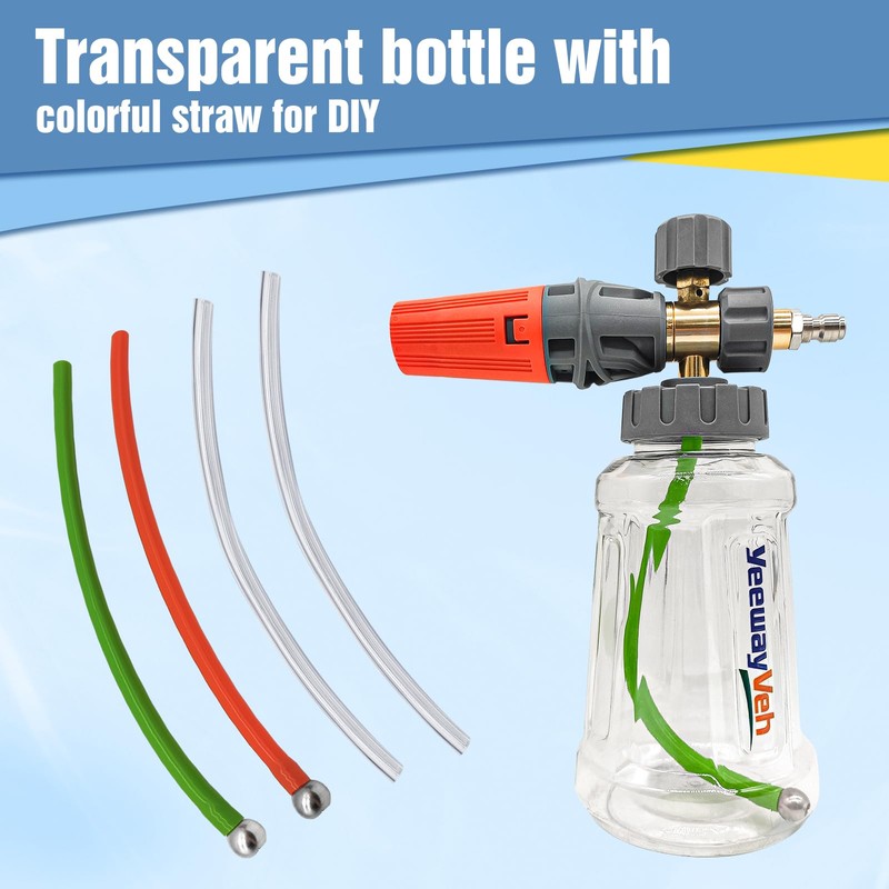 YeewayVeh 4 Pack Foam Cannon Straw with 2PCS Stainless Steel