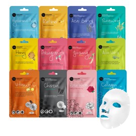 Celavi - Juego de máscaras faciales de belleza coreana para el cuidado de la piel de Corea hidratante 12 nuevos sabores K-Beauty Cuidado de la piel...