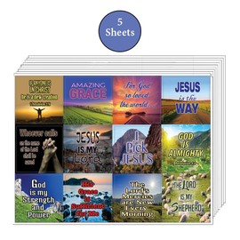 NewEights Almighty God Stickers (5-Sheet) - Handy Variety Stickers - Sunday School Gifts for Kids and Children - Cool Journal Planner Party Favors Decor - Stocking Stuffers for Boys Girls
