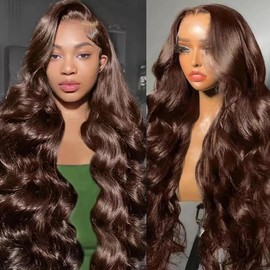 Chocolate Brown Lace Front Wig Human Hair 13x6 Brown Body Wave Lace Front Wigs Human Hair Pre Plucked 200 Density Hd Lace Glueless Wigs Human Hair Colored Frontal Wigs Human Hair for Women 24 Inch