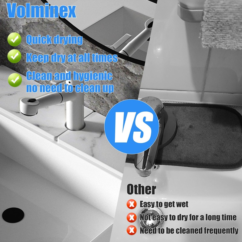 Volminex Kitchen Sink Faucet Mat, Diatomaceous Earth Quick Dry Sink