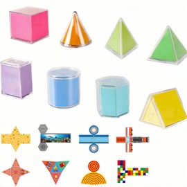 8 Pieces Geometric Model, Geometric 3D Figures, Geometric Shapes, Manipulatory Shapes, for Teaching Counting Mathematical Plastic Blocks and Experiments in the