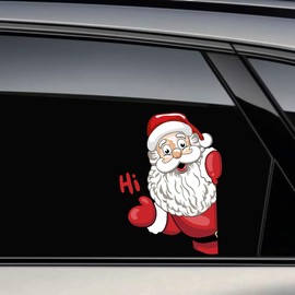 Iprokiu Funny Christmas Peeking Sticker Santa Claus Window Sticker Snowman Decal for Car Window Bumper Waterproof Vinyl Car Sticker Christmas Car Decoration (Santa Claus Right)