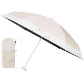 PAUL & JOE ACCESSOIRES 11969 11972 12133 12135 Sun Parasol, Sun or Rain, Folding Umbrella, Light Shade, Heat Shield, UV 19.7 inches (50 cm), Web Exclusive, Compact, Bi-Color Beige