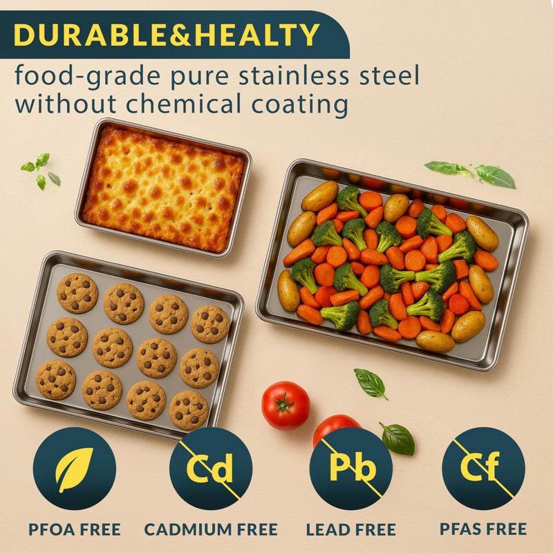 Baker’s Signature Stainless Steel Cookie Sheet Pan, Stainless Steel Baking