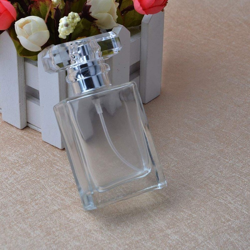 2 Pack - 30ML Flint Glass Refillable Perfume Bottle, Square