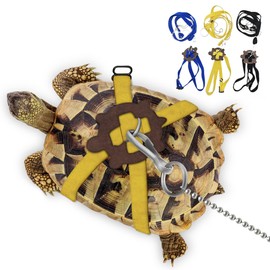 HOKABLE Pet Tortoise Turtle Leather Harness Small Pet Turtle Leash and Harness Pet Tortoise Leash Suitable for Tortoise Supplies Adjustable Control Leash (M, Yellow)