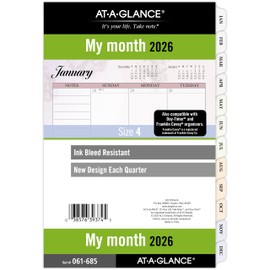 AT-A-GLANCE 2026 Planner Refill, Monthly, 5.5" x 8.5", Desk Size 4, Loose-Leaf, Unruled Blocks, Nature (061-685-26)