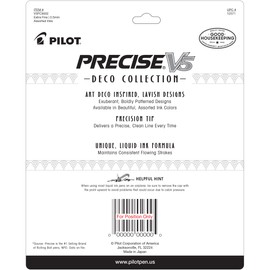PILOT Precise V5 Deco Collection Bolígrafos con punta extrafina, caja de docenas, azul (38816), Multicolor 2, 9-Pack