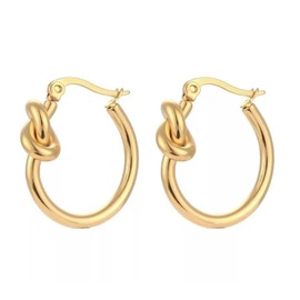 Gold Love Knot Hoops by SALTY CALI- Small Gold Plated Stainless Steel Earrings- Hypoallergenic- Everyday Jewelry for Women