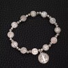 Saint St Benedict Medal Silver Rosary Bracelet Pulsera De Plateado