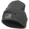 e4Hats.com Veteran USA Flag Embroidered Long Beanie - Dk Grey