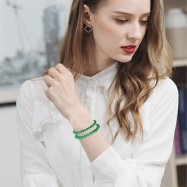 6mm 4mm Naturstein Jade Armband für Damen Glücksarmband Muttertagsgeschenk für Mama, Schmuck Freundschaft Geschenke für Frauen, Armband Damen (Green)