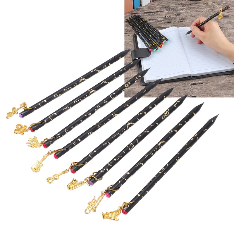 8Pcs Music Pencil Musical Note Stationery Set Kit with Pendant