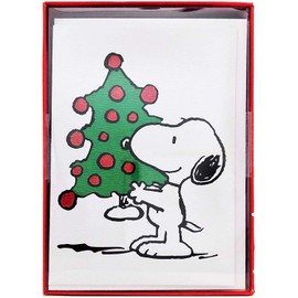 Graphique Peanuts™ Tree Holiday Cards | Pack of 15 Cards with Envelopes | Blank Inside | Christmas Greetings | Glitter Accents | Boxed Set | 3.25" x 4.75"
