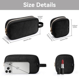 KALIDI Makeup Travel Bag for Women Corduroy Make Up Pouch with Metal Ring Zipper Portable Cosmetic Organizer Toiletry Make-up Bag for Handbags