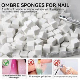 ESUOHYM 200 PCS Nail Sponges for Ombre with Grabbing Pen,Mini Aura blending Sponges for Nail Art,Nail Ombre Brush for Pat Gel & Pigment Powder,Nail Art Tools Accessories Supplies for Home Salon