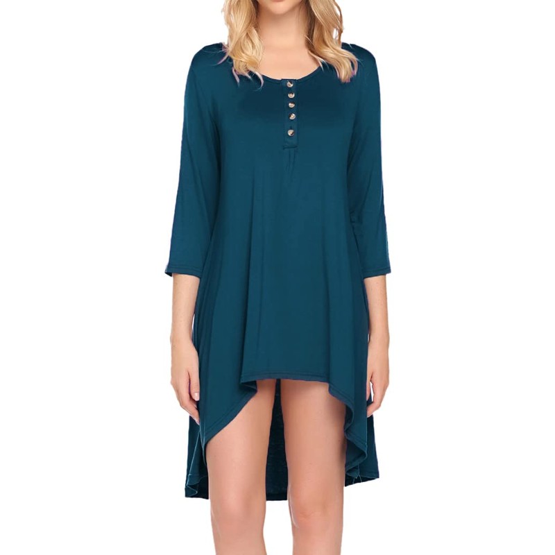 Naggoo Women Solid v neck Tunic for Leggings Swing Flare