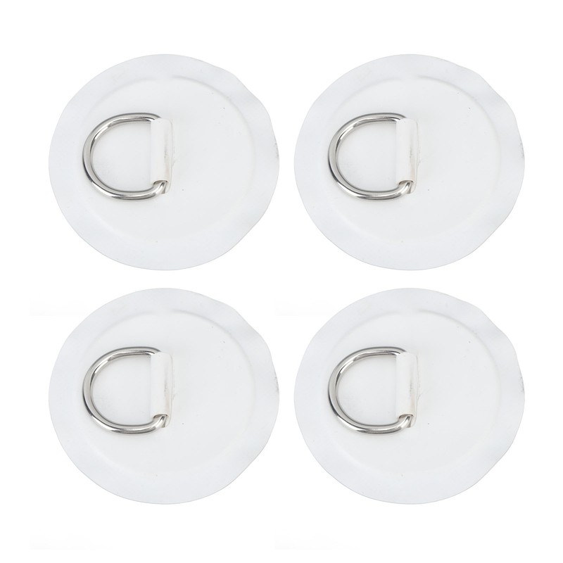 4PCS D Ring Patch PVC Round Shape Strong Stainless Steel