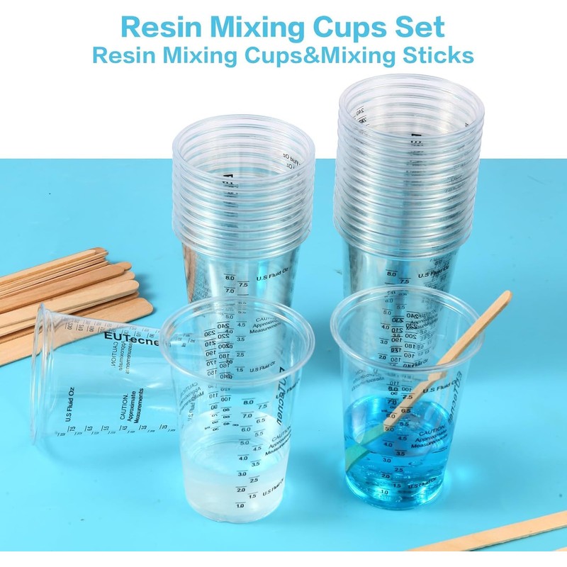 Epoxy Resin Mixing Cups 50Pcs 8oz with Sticks Paint Pigment