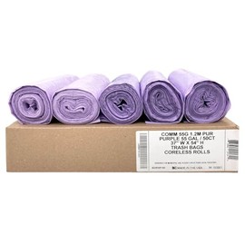 Ultrasac Heavy Duty 55 Gallon Purple Trash Bags - (Value 50 Pack) - 1.5 MIL equivalent Industrial Strength Plastic 37" x 54" for 50-55 Gal Cans -Fits Toter, Rubbermaid Brute, Carlislie Bronco etc.