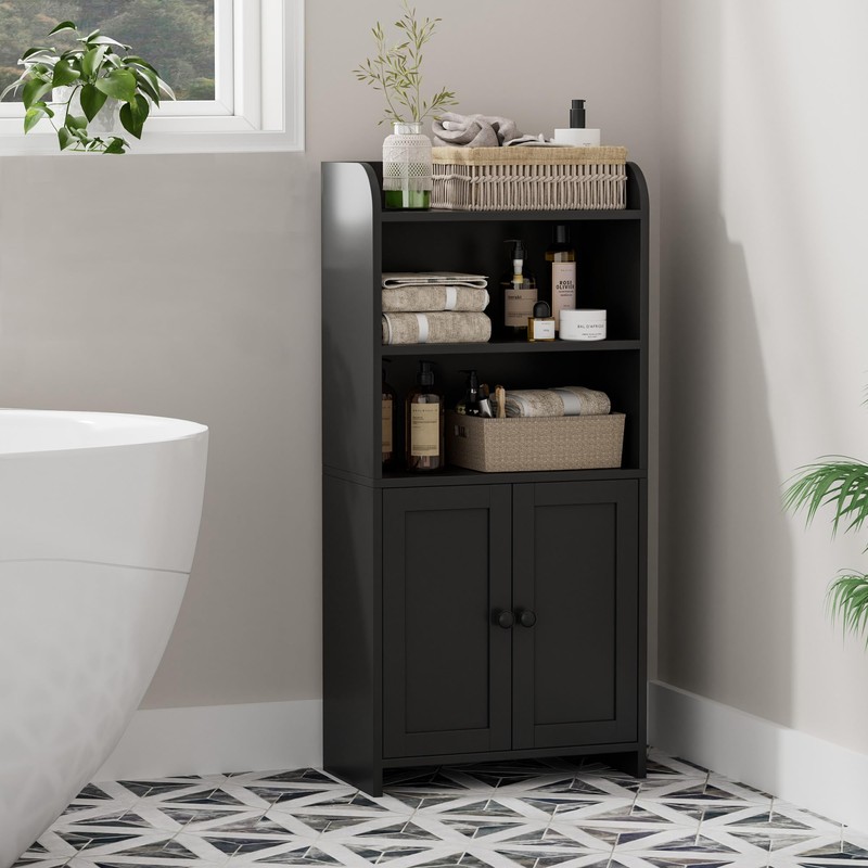 Homhedy Small Bathroom Storage Cabinet, Freestanding Toilet Paper Storage with