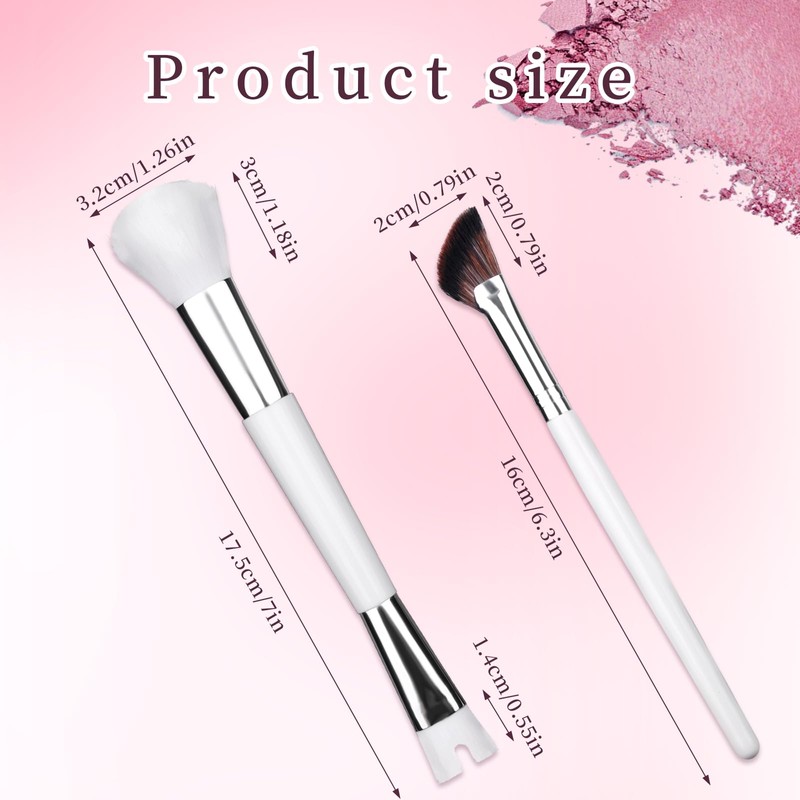 2pcs Nose Contour Brushes, 2-in-1 U-Shaped Fluffy and Angled Brush