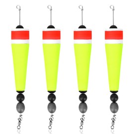 4pcs Fishing Slip Floats Rigs, Weighted Popping Corks for Freshwater and Saltwater Bobber Tackle Durable Fishing Tackle Kit for Trout Bass (4in, Yellow)