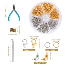 463 Pieces Bracelet Clasp Set, Chain Clasp, Key Ring, Lobster Clasp, Curved Ring and Rolled Edge for Necklace, Bracelet, DIY