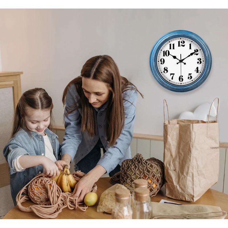 JENLYSTIME 12 Inch Retro Wall Clock Silent Non Ticking Battery