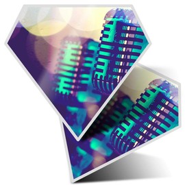 2 x Diamond Stickers 7.5 cm - Microphone Singer Band Fun Decals for Laptops,Tablets,Luggage,Scrap Booking,Fridges, #16495