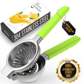RCMo Lemon Squeezer Stainless Steel - Premium Quality, Heavy Duty Solid Metal Squeezer Bowl - Large Manual Citrus Press Juicer and Lime Squeezer (Green)
