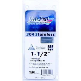 NailPRO 16 Ga x 1-1/2" Stainless Steel Finishing Nails, 1000 Count